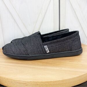 Bobs from Skechers Faux Fur Lined Metallic Alpargata Canvas Flats Black Silver 7